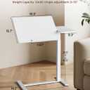 Simple Deluxe Overbed Bedside Table with Hidden Casters, Height Adjustable Desk with Tilting Top, Mobile Rolling Laptop Desk, Standing Rolling Desk Hospital Home Use, White, Large
