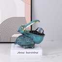 Pelican Key Holder Statues,Fun Animal Hippo Candy Dish,Candy Dish for Office Desk Unique,Modern Key Holder for Pelican Figurine,Suitability Desk candy bowl and Entry Table Decor Items((Green