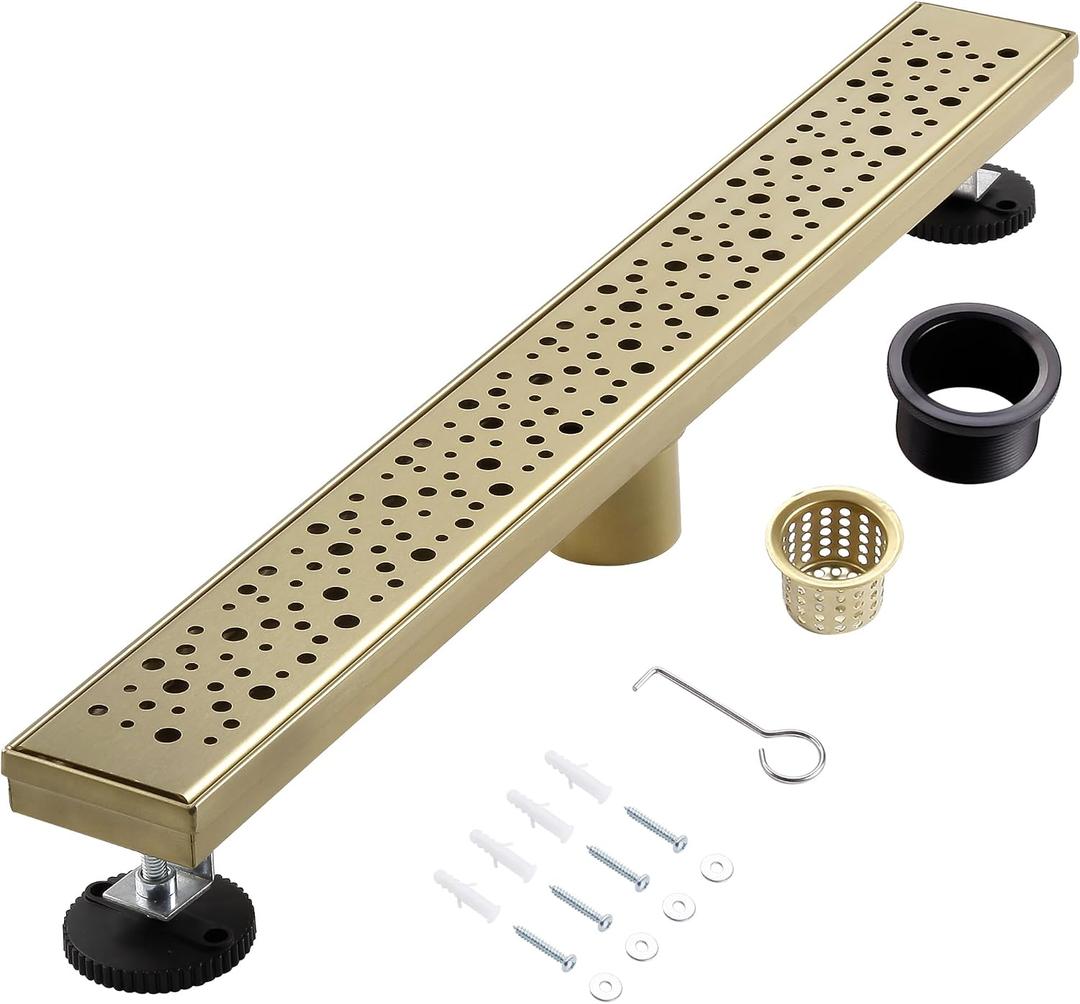 Linear Shower Drain, 48 inch Brushed Gold
