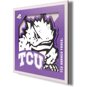 YouTheFan NCAA TCU Horned Frogs 3D Logo Series Wall Art - 12x12