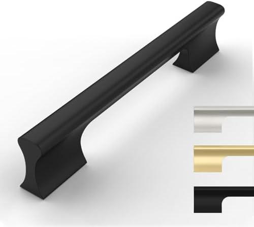 9BUILD 10 Pack Matte Black Cabinet Pulls - 5 Inch Cabinet Handles - Black Kitchen Pulls & Drawer Handles