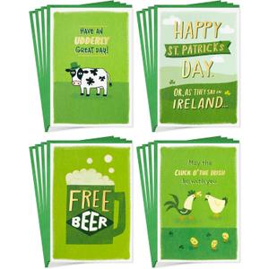 Hallmark Funny St. Patrick's Day Card Assortment (16 Cards with Envelopes) for Friends and Family