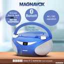 Magnavox MD6949 Portable Top Loading CD Boombox with AM/FM Stereo Radio and Bluetooth Wireless Technology in Black | CD-R/CD-RW Compatible | LED Display | (Blue)