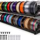 2 Pcs [LARGE] 3D Printer Filament Storage Rack, Filament Rack Wall Mount, 3D Filament Storage Shelf, Filament Spool Holder for 3D Printer Rolls, Heavy Duty Metal Organizer for Printing Studio