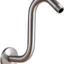 OFFO Shower Head Extension Arm 8 in, Brushed Nickel S Shaped Shower Arm with Flange High Rise Goose Neck Shower Extension