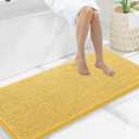 Smiry Luxury Chenille Bathroom Rugs 47x20, Extra Soft and Absorbent Shaggy Bath Mat, Machine Washable, Non-Slip Plush Carpet Runner for Tub, Shower, and Floor, Home Decor Accessories, Yellow