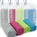 YESLIFE 4 Pack Cooling Towels 40"x12", Gym Towels for Men and Women, Soft Breathable Workout Towels for Yoga, Running, Sport, Workout, Camping, Fitness & More (Blue, Grey, Green, Pink)