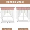 Likiyol Linen Valances for Windows Farmhouse Ruffle Swag Valance Rustic Country Window Valances Light Filtering Kitchen Curtains Rod Pocket Valance Curtains for Bathroom Cafe, Pink White, 60"W x 36"L