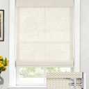 LazBlinds No Drill Bamboo Roman Shades, 29" W x 64" H, Star-Off White