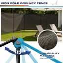 Windscreen4less Outdoor Privacy Fence Screen, 5'x12' Freestanding Privacy Fencing Set with Iron Poles and Ground Spikes, UV Resistant Mesh Cover Garden Pet Fencing for Backyard Patio Pool, Brown