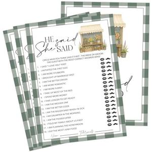 Fresh Off the Market Bridal Shower Games, Farmers Market He Said She Said Game for 30 Guests with Game Cards, Bridal Shower Decor, Wedding Decorations Supplies (08)