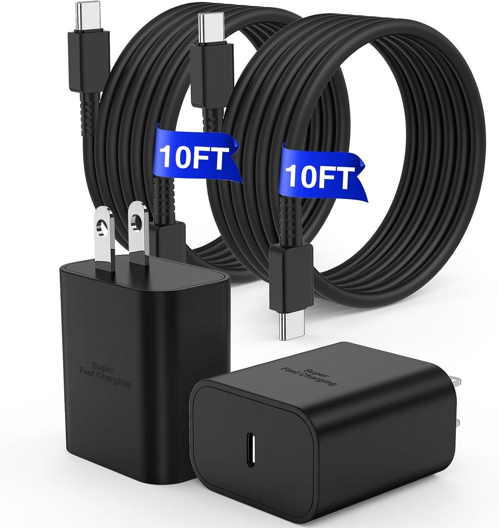 45W Super Fast Charger Type C, for Samsung Galaxy S25 S24 Charger Block with 10FT Type C Charging Cord for Samsung Galaxy S25 S24+/Ultra/S22/S21/S20/Note10/20, iPhone 16/15 Pro,Pro Max,Plus