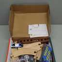 Wooden Train Set for Toddlers, 52Pcs Train Toy with Railway Track for Kids, Wooden Train Tracks Include Expansion Pack Compatible with Thomas, Brio, Chuggington