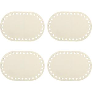 MECCANIXITY 4Pcs Wooden Basket Bottom, 3.94x5.91" Oval Blank Natural Wood Base Solid Crochet Basket for DIY Craft Weaving Making Supplies Home Decor