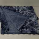 Cozy Bliss Faux Fur Throw Blanket for Couch, Fuzzy Soft Plush Thick Striped Blanket for Sofa Bedroom Living Room, 50 * 60 Inches Tie-dye Blue