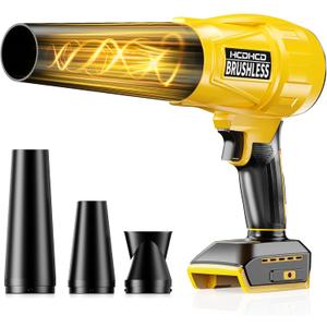 Cordless Leaf Blower for DeWALT 20V Battery,580000RPM Brushless Turbo Jet Blower with 3 Nozzles, Lightweight Handheld Blower for Patio, Lawn, Yard, Leaves, Dust, Garage & Snow Cleaning (No Battery) (Yellow)