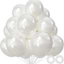 110pcs Pearl White Balloon 12 inch, Pearl white Latex Balloons for Birthday Party Baby Shower Wedding(with 2 Ribbons).