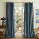 NICETOWN Slate Blue Velvet Curtains 108 inch Long 52 inch Wide 2 Panels, Back Tab Rod Pocket with Pleat Tape Blackout Window Treatment for Living Room and Bedroom, Extra Long Luxurious Drapes