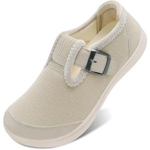 Womens Slippers Barefoot Bedroom House Shoes for Women Wide Non-slip Diabetic Orthopedic Neuropathy Swollen Bunions Arthritis Edema Indoor Outdoor Slippers, 9 (Beige)