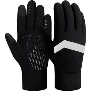 DARCHEN Kids Winter Gloves Black Cycling Gloves Running Water Repellent Touchscreen Warm Fleece Anti-slip for Boys Girls Age 4-12 Years Old Cycling Football Gloves