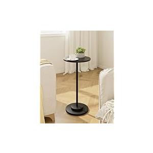 Masupu Drink Table, Round Side Table for Small Spaces, Pedestal Side Table, Small End Table with Metal Base, for Living Room, Bedroom, Bathroom, Black