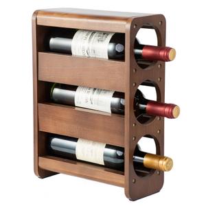 Wine Rack Countertop Pine Wood Wine Bottle Holder, 3 Bottles Wine Rack for Inside Cabinet, Pantry, Kitchen Bar, Wine Holder Shelf Vertical Wine Storage Perfect for Home Decor Housewarming Gifts