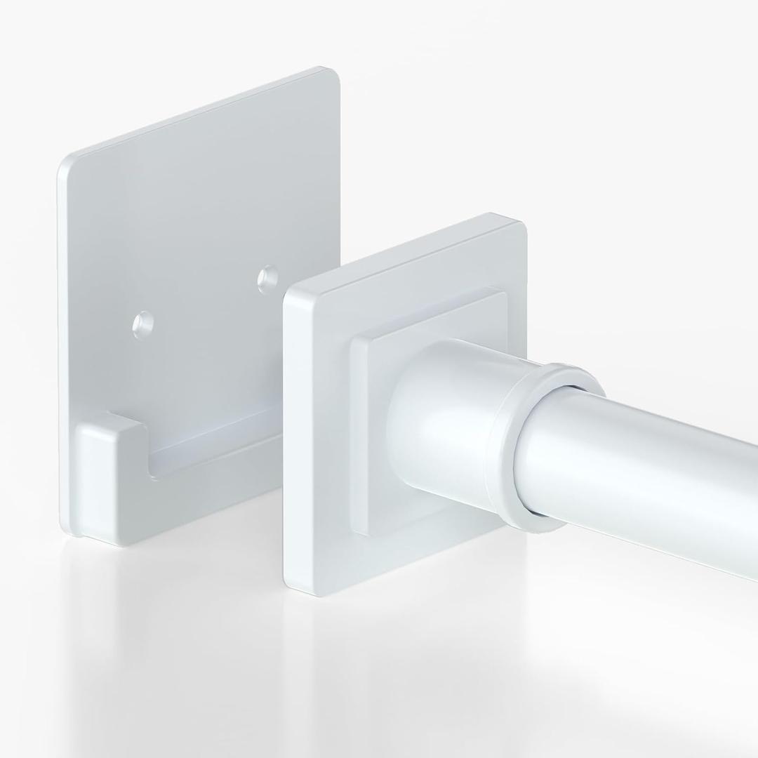 White Shower Curtain Rod 31-79 inches, Stainless Steel Shower Rod & Tension Rod, Adjustable Tension Shower Curtain Rod for Bathroom, Windows, Closet