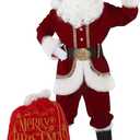 Santa Claus Costume for Men Deluxe Christmas Santa Suit 11pcs Red Adult Professional Xmas Cosplay Party Holiday Outfit (Large)