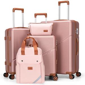 Cosbarn Luggage Sets 5 Piece Suitcases with Wheels, Suitcase Set ABS Hard Case Luggage with TSA Lock Spinner Wheels Durable Travel Luggage (5-Piece Set(20"/24"/28"))
