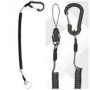 Black Retractable Anti-Loss Coiled Safety Lanyard Set with Aluminum Alloy Carabiner Clip (3 Pack)