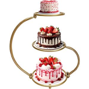 3-Tier Gold Iron Cake Stand, Vintage Dessert Serving Tray Holder Cupcake Pastry Fruit Display Rack for Wedding, Birthday, Bridal Shower & Afternoon Tea Party Table Decor