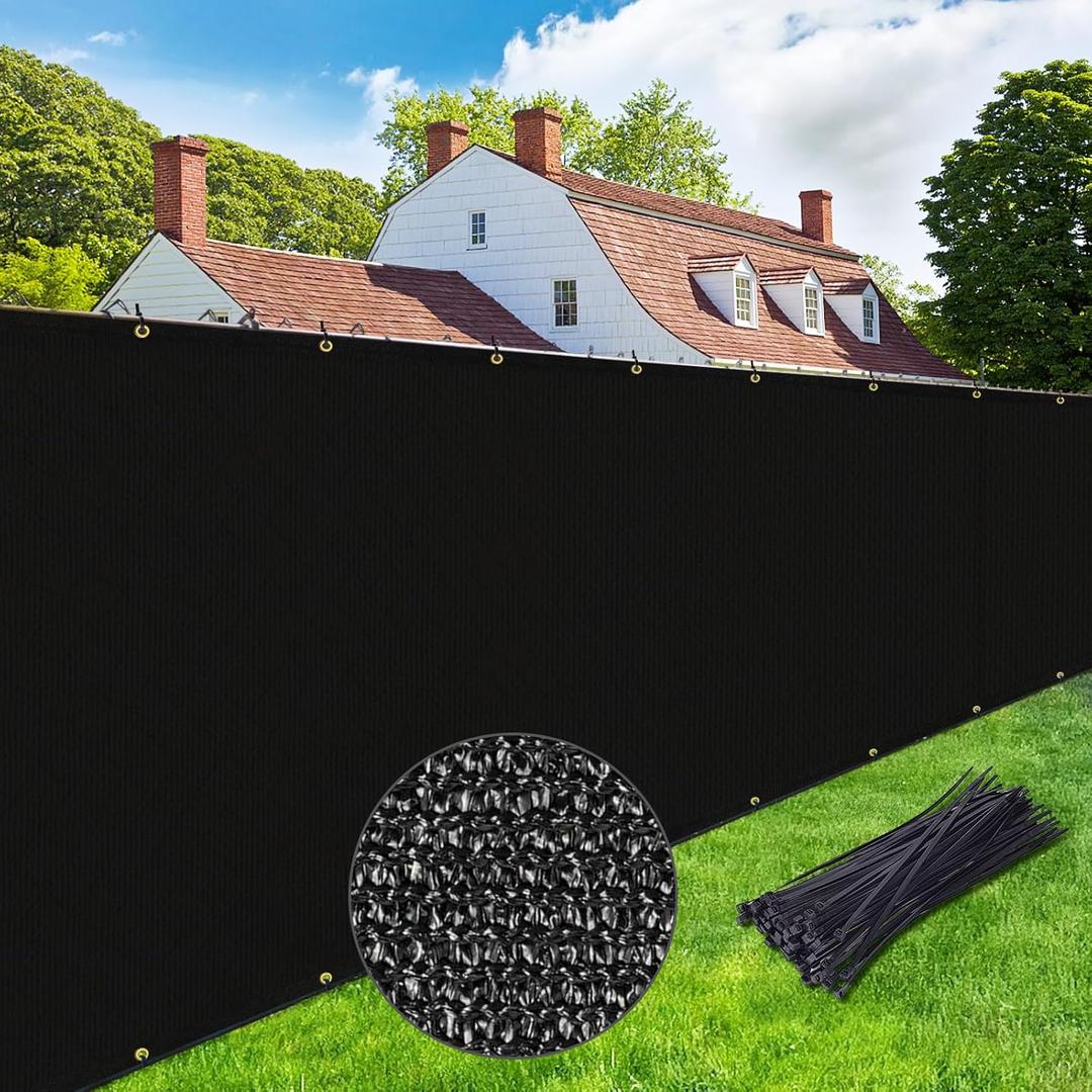 UPGRADE Privacy Screen Fence 4' x 50' Commercial 220GSM Fence Panel with Brass Grommets Heavy Duty Perfect for Outdoor Back Yard-Black, Customizable