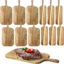 12 Pcs Wood Cutting Board Set with Handle, Acacia Wood Charcuterie Board, Small Size Long Wooden Charcuterie Board Paddle Cheese Board Serving Boards for Kitchen Meat, Pizza,Chees, 16.14.7", 157.5"