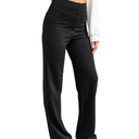 LAFOURAM Women's Straight Leg Pants High Waisted Business Casual Work Trousers with Pockets, Size XL
