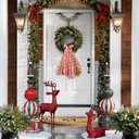 2 x Christmas Wreath Sash for Front Door Candy Peppermint Decorative Assorted Ribbons for Wreaths for Winter Holiday Christmas Yard Porch Decor