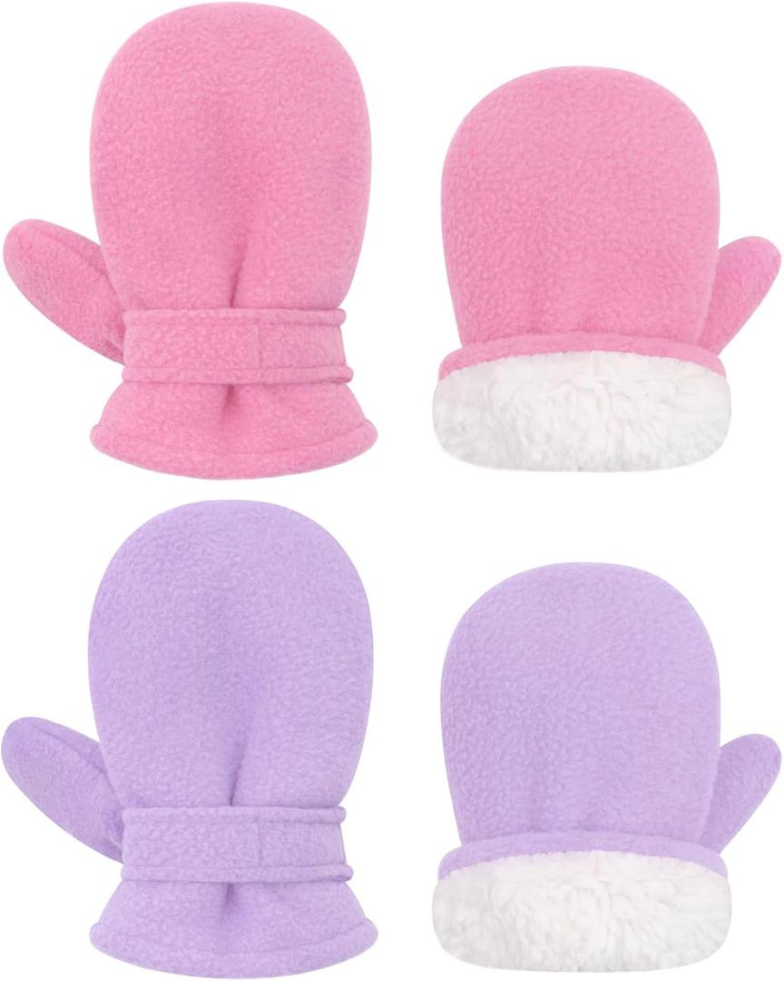 Sarfel Baby Mittens Toddler Gloves Kids Winter Gloves Baby Girl Boy Winter Mittens Infant Mittens 2 Pair Pack (Pink & Purple)