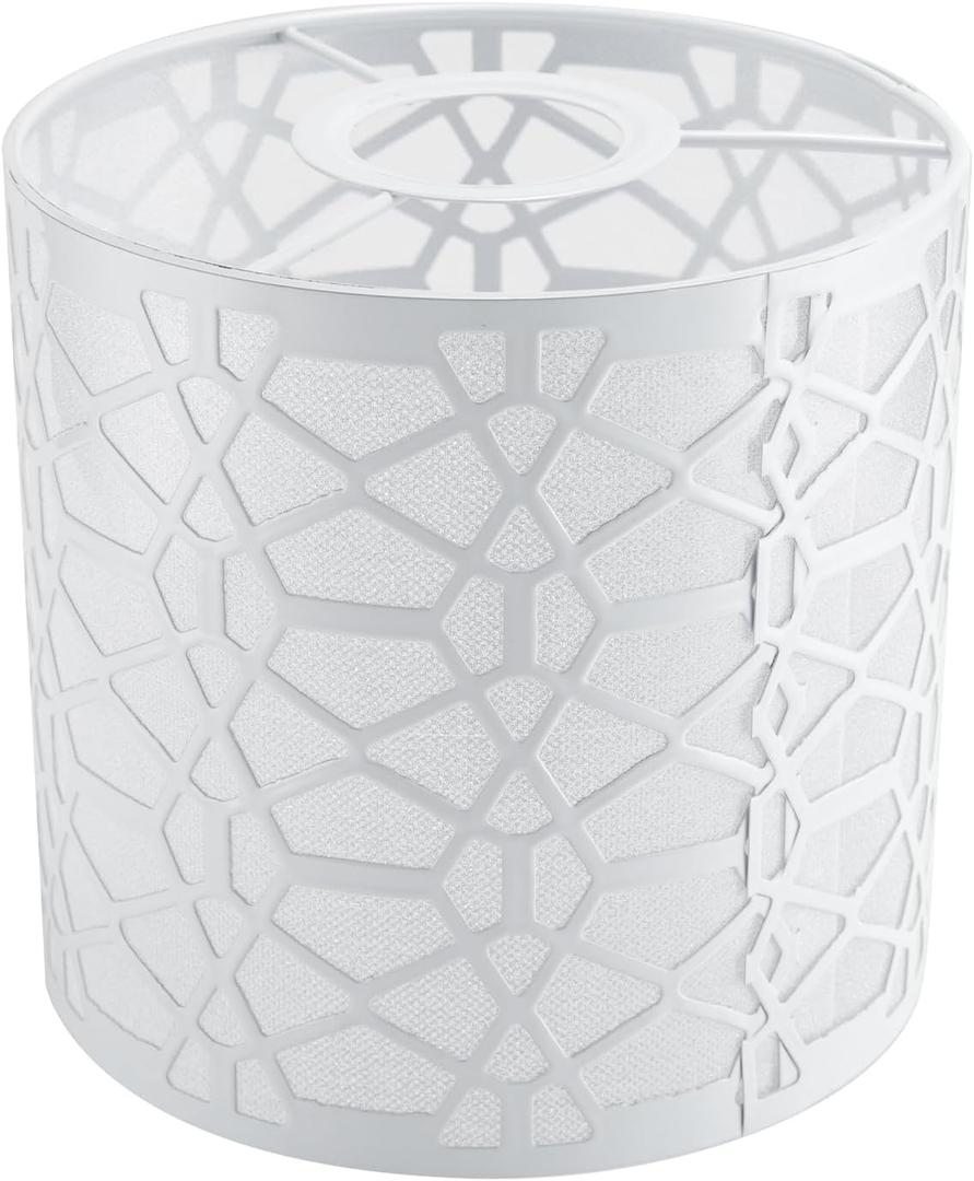 Metal Bulb Guard Lamp Cage for Pendant Light, White Ceiling Pendant Light Lampshade Frame Ceiling Fan Light Bulb Covers, Open Style DIY Lamp Shade Replacement Accessories (3)