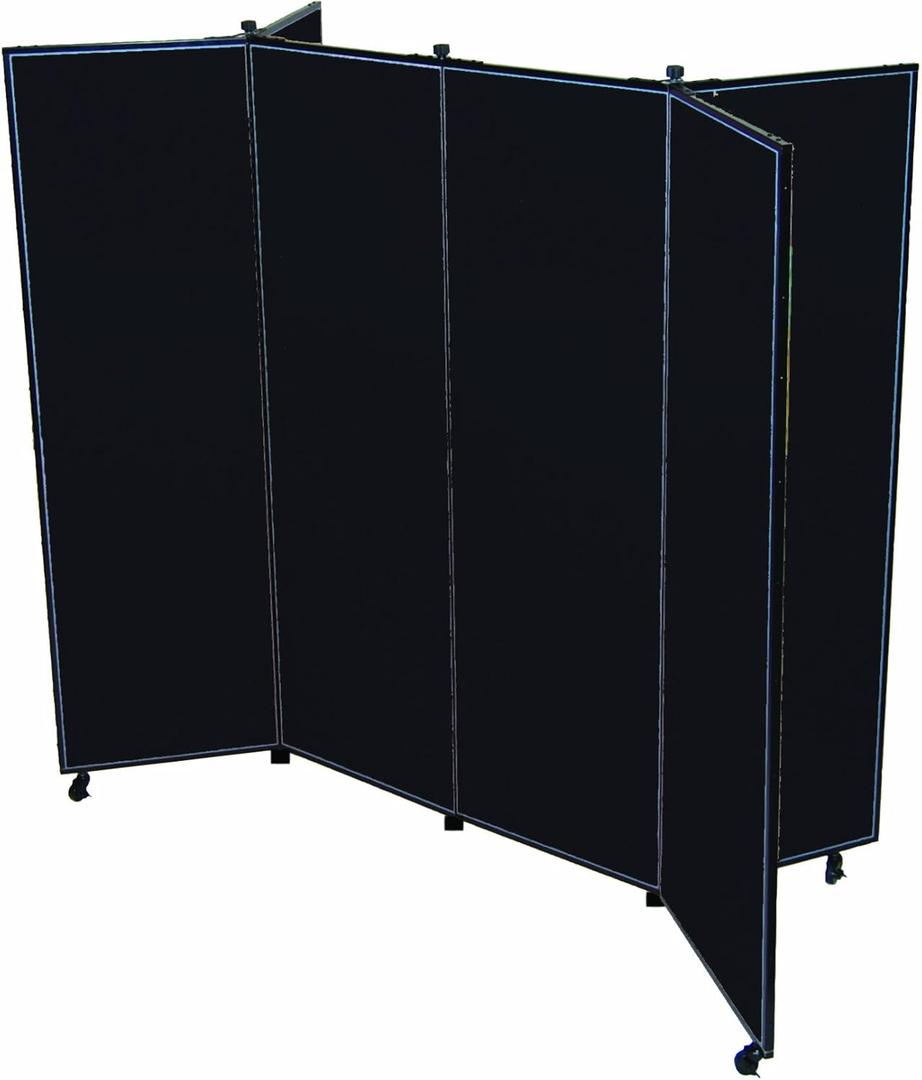 Screenflex Display Towers, Portable Wall Divider Boards for Art Show Partitions, Classroom Panels and Offices - 5'9"H x 6'2"W - 6 Panels - Charcoal Black Fabric