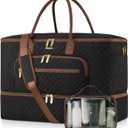 Travel Duffle Bag, Wide Open Large Weekender Bag for Women with Shoe Compartment, Carry on Overnight Bags with Toiletry Bag, Hospital Bag for Women Labor Delivery with Wet Pocket (Black Brown) (45L)