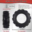 13x5.00-6 Tiller Tire and Wheel - 13x5.00-6" Heavy Duty Tiller Tire for Garden Tractor, Trencher, Tillers - 1" Axle Size - 3-1/8" Centered Hub - 4PR Tubeless - Set of Left and Right Tires