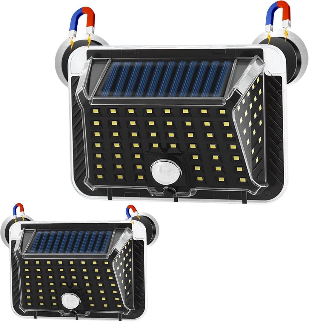 Magnetic RV Solar Lights with Motion Sensor, Waterproof RV Exterior Lights for Camper, Trailer, 5th Wheel & Truck Porch, Outdoor Solar Lighting with Strong Magnets (2 Pack, Black)