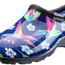 Sloggers Original Waterproof Rain and Garden Shoe for Women– Outdoor Slip-On Garden Clog - Made in The USA with Premium Comfort Insole and Arch Support - Blue/Pink Hummingbird Print, Size 9