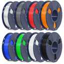 SUNLU 250g PLA Filament 1.75mm Bundle,3D Printer Filament Bundle Multicolor, Neatly Wound PLA Filament, Individually Vacuum Packed, 250g Spool, 8 Rolls, Black + White + Grey + Transparent + Red + Blue + Orange + Green