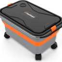 Glide CB 55 Collapsible Bucket 5.5 Gallon for Car Washing with Wheels, Handle, Drain Plug and Water Outlet, Foldable Multi-Use for Mop Cleaning, Camping, RV, Pet Bathing and Laundry