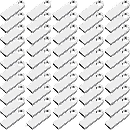 30 Packs 2.0 Flash USB Drives Bulk Waterproof Flash Thumb Drives Memory Pen Stick Small Mini Zinc Alloy Design for PC Computer Laptop Office School Data Storage Silver 128 MB