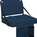 Stadium Seat for Bleachers with Back Support and Wide Padded Cushion Stadium Chair - Includes Shoulder Strap and Cup Holder (Navy-1 Pack)