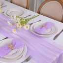 Snowkingdom Lavender Lilac Purple Table Runner, 10FT Light Purple Gauze Sheer Boho Rustic Cheesecloth Dining Table Decorations, Summer Tulle Runners for Wedding Party Baby Shower 120 inch