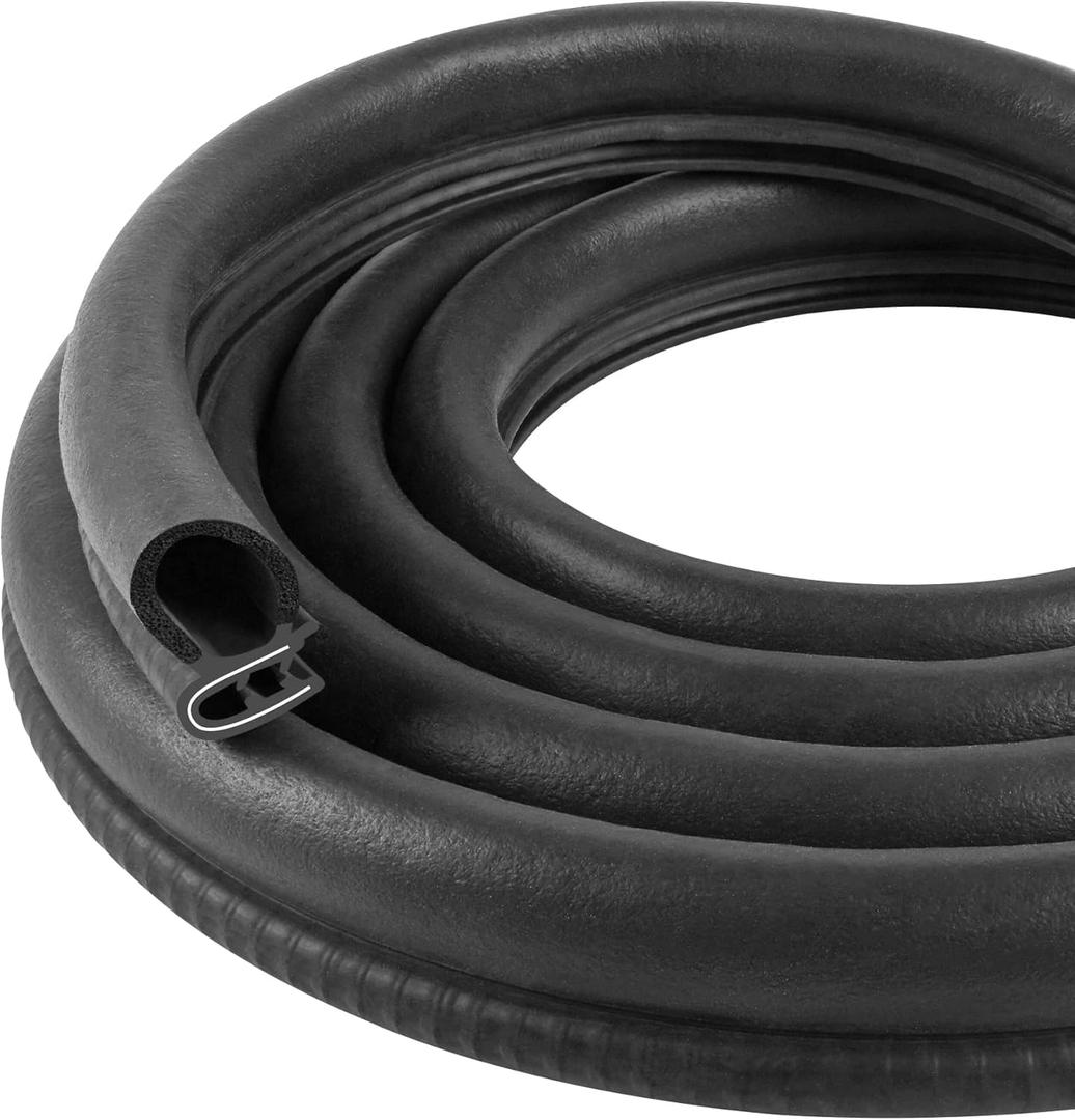 Automotive Door Weather Stripping 20Ft Car Door Rubber Edge Trim Seal Strip Gasket with Side Bulb for Car Bus Camper Boat RV Truck Doors