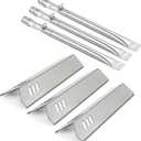 3-Pack 14 3/16" Heat Plate and 15 5/8" Grill Burner Replacement for Uniflame GBC1030W, GBC1030WRS, GBC1134W, GBC1134WBL, Backyard BY14-101-001-05, BY16-101-002-06 Gas Grill, Stainless Steel