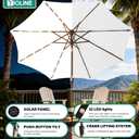 9FT Solar-Powered LED Patio Umbrella with Tilt Crank,Outdoor Market Umbrella with 32 Lights,Sunshade for Deck, Garden and Pool